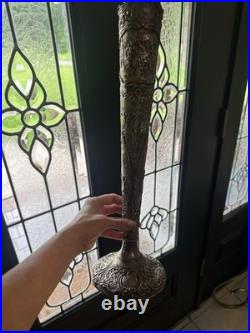 Antique STUNNING Trumpet Vase Repousse Silver over Copper E G Webster & Son 18