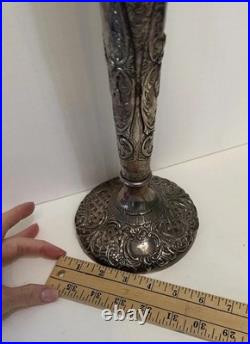 Antique STUNNING Trumpet Vase Repousse Silver over Copper E G Webster & Son 18