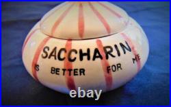 Antique Saccharin AD China Dish Bobble Head Bee Davar 1959 Japan Kitchen Jar Lid