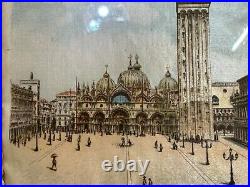 Antique Saint Mark's Square and Basilica Venice Collectible Pillow Framed