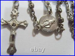 Antique Scarce silver filigree micro 4mm beads religious catholic rosary FC1258