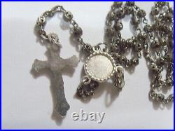 Antique Scarce silver filigree micro 4mm beads religious catholic rosary FC1258