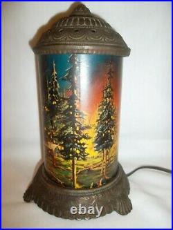 Antique Scene in Action Forest Fire motion lamp