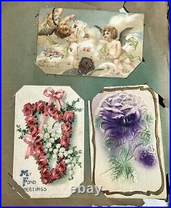 Antique Scrapbook. Antique Card Collection. 19th Century. FULL. Mailed Cards