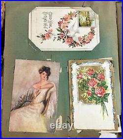 Antique Scrapbook. Antique Card Collection. 19th Century. FULL. Mailed Cards