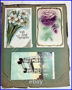 Antique Scrapbook. Antique Card Collection. 19th Century. FULL. Mailed Cards