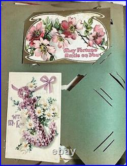 Antique Scrapbook. Antique Card Collection. 19th Century. FULL. Mailed Cards