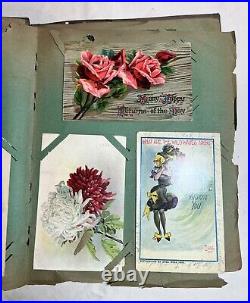 Antique Scrapbook. Antique Card Collection. 19th Century. FULL. Mailed Cards