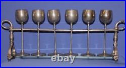 Antique Set 6 Metal Goblets With Stand