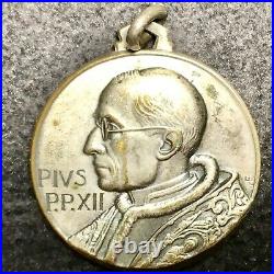 Antique Signed FIRENZE POPE PIUS P. P. XII Medal ANNO IVBILAEIMCML Catholic Charm