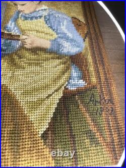 Antique Signed and Dated 1893 Needlework Embroidery & Cross-stitch from Austria