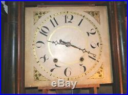 Antique Silas Hoadley short drop wooden works clock