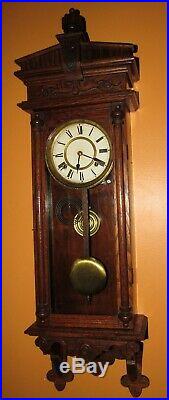 Antique Small Waterbury Halifax Model Wall Regulator Clock 8-day, Time/strike