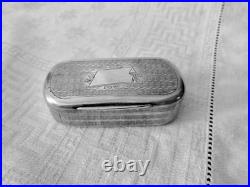 Antique Snuff Pill Box Silver French Weed Vintage France