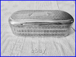 Antique Snuff Pill Box Silver French Weed Vintage France