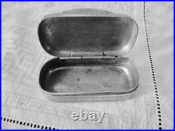 Antique Snuff Pill Box Silver French Weed Vintage France