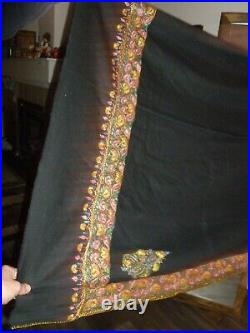 Antique Sohaff Sahaf family Kashmir Amritsa Wool Hand Embroidered Scarf Shawl