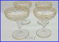 Antique St Louis Crystal Beethoved Etched Gilt Champagne Coupe Glasses elegant