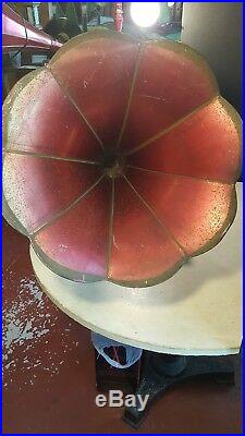 Antique Standard Talking Machine Style X Phonograph Red Horn Plays Well