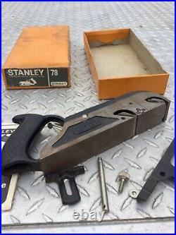 Antique Stanley No. 78 Iron Duplex Rabbet Plane with Fence and Blade Excellent