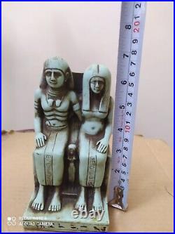 Antique Statue Ancient Egyptian Pharaonic Sennefer & His Wife green Stone
