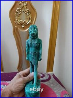 Antique Statue Rare Ancient Egyptian Pharaonic King Sekhmet Green Granite