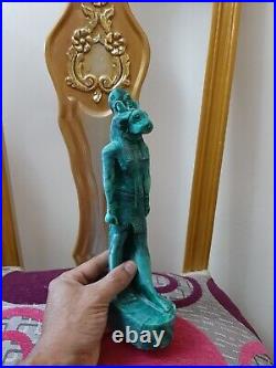 Antique Statue Rare Ancient Egyptian Pharaonic King Sekhmet Green Granite