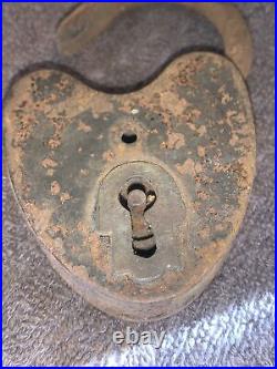 Antique Steel Padlock- No Key! Unique Shape, ? Skeleton Hole