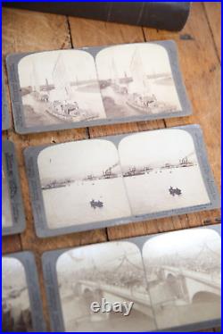 Antique Stereoview Stereograph Cards Slide Box Set Japanese War Military