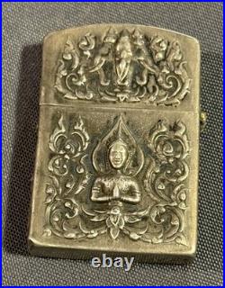 Antique Sterling Silver Lighter Case signed Siam with interesting embellishments