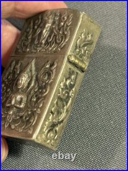 Antique Sterling Silver Lighter Case signed Siam with interesting embellishments