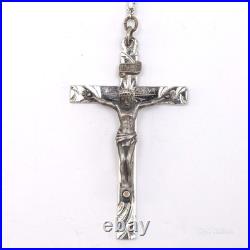 Antique Sterling Silver Rosary Aurora Borealis Crystal Bead 42.5 A. Pilone 60G