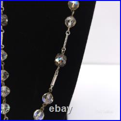 Antique Sterling Silver Rosary Aurora Borealis Crystal Bead 42.5 A. Pilone 60G
