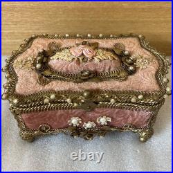 Antique-Style Jewelry Box / Trinket Box (Pink)