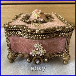 Antique-Style Jewelry Box / Trinket Box (Pink)
