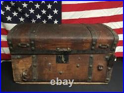Antique Super Rare! Abraham Lincoln And Robert Todd Lincoln 1860 Leather Trunk