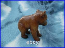 Antique Swiss Huggler Bear Cub Carved Wood Figure Brienz Switzerland