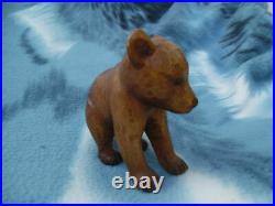 Antique Swiss Huggler Bear Cub Carved Wood Figure Brienz Switzerland