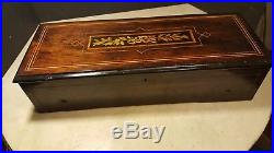 Antique Swiss Type Pinned Cylinder Music Box Parts Project Beautiful Inlay Lid