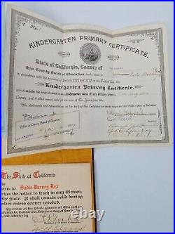 Antique TEACHING CERTIFICATES! State California 1907 1925 with Official Seal