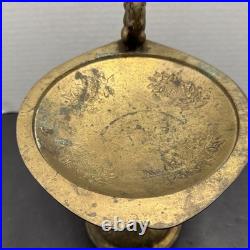 Antique Tazza Brass / Metal With Squirrel On Side And Hand Etching Ornate Stand