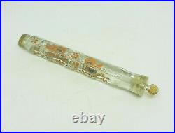 Antique Tear Catcher Lachrymatory Scent perfume Bottle Cut glass gilded 11.5cm