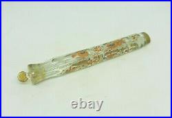 Antique Tear Catcher Lachrymatory Scent perfume Bottle Cut glass gilded 11.5cm