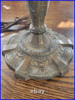 Antique The Mosaic Shade Co. Chicago Bent Slag Glass Table Lamp. Circa 1905-1914