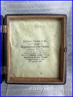 Antique Thermoplastic 1800's Daguerreotype Civil Union Case Stag Photo Of Woman