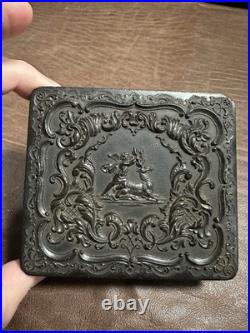 Antique Thermoplastic 1800's Daguerreotype Civil Union Case Stag Photo Of Woman