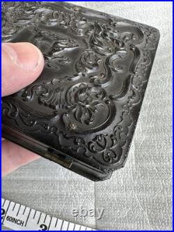 Antique Thermoplastic 1800's Daguerreotype Civil Union Case Stag Photo Of Woman