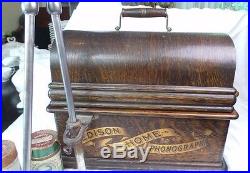 Antique Thomas Edison Phonograph Model H With Horn
