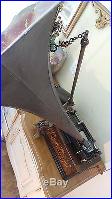 Antique Thomas Edison Phonograph Model H With Horn