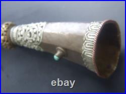 Antique Tibet Copper Brass Horn Trumpet Monasteries Religious Collectables Rare
